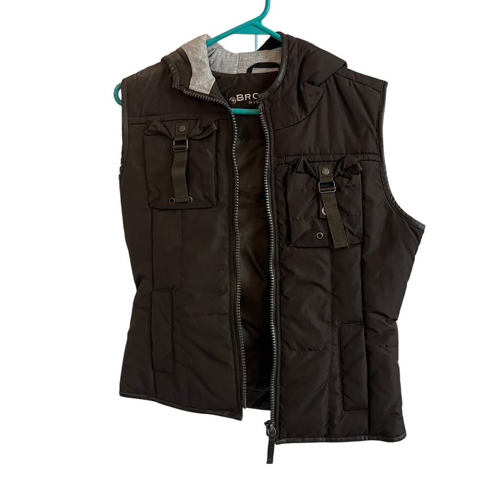 Broadway NYC Fashion Women's Chocolate Brown Vest Hoodie Jacket Size M Full Zip